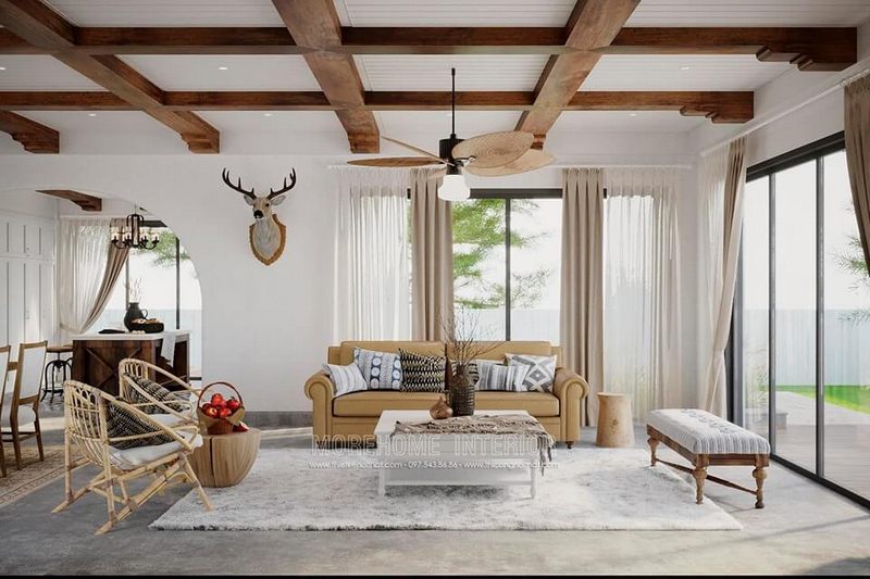 Sofa da tân cổ điển hiện đại là một sản phẩm đẹp mắt, phù hợp với phong cách địa trung hải của nội thất phòng khách biệt thự.