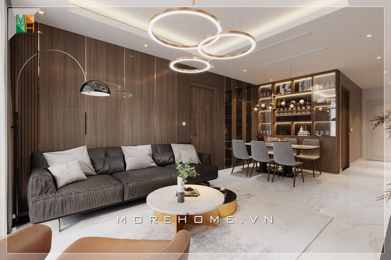 Sofa phòng khách có mẫu thiết kế hiện đại, trẻ trung với bọc vải gỗ dành cho các căn hộ, nhà phố và biệt thự.
